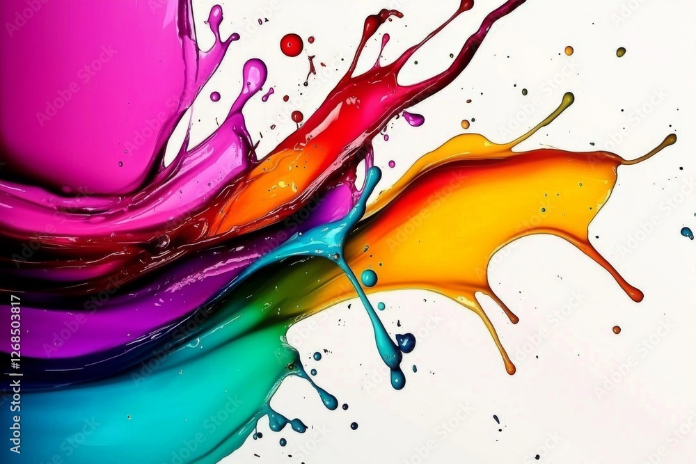 Poster vivid explosion of color through curved wave patterns.