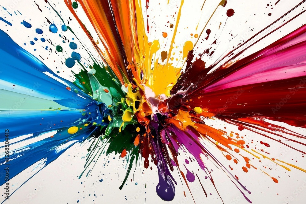 Poster abstract background featuring dynamic drops of colorful paint.