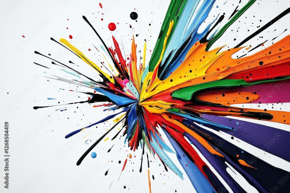 Poster abstract background featuring dynamic drops of colorful paint.
