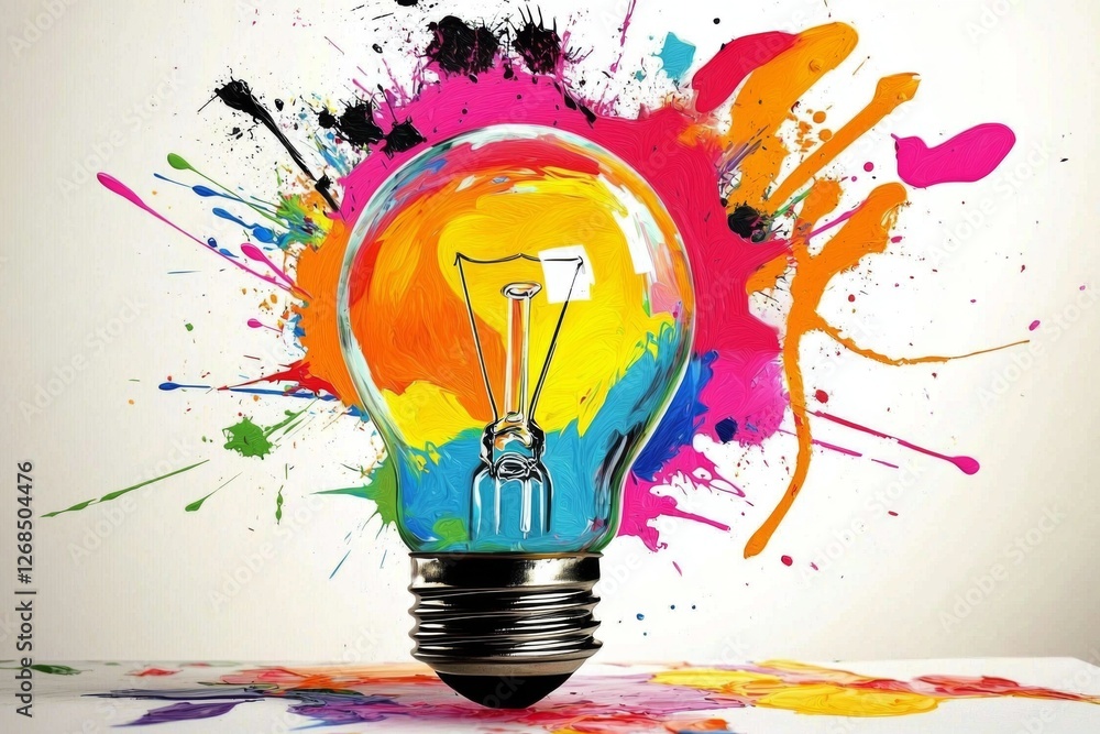 Poster realistic lamp design symbolizing artistic expression.