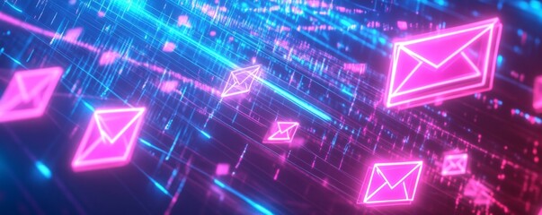Neon Email Flow Digital Network Communication