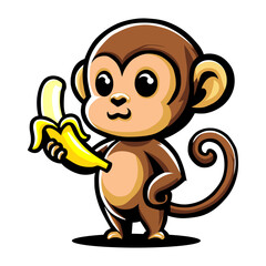 Cute Monkey Eating Banana