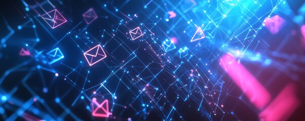 Digital Email Network Global Communication Flow