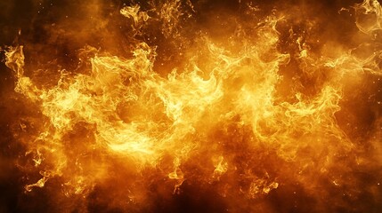 Naklejka premium Fiery orange flames intensely burn bright against dark background creating dramatic visual aesthetic. AI Generated