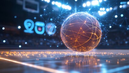 Digital Basketball Arena Scoreboard Glittering