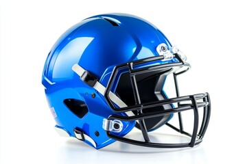 Fototapeta premium Blue football helmet, studio shot, white background, sports (1)