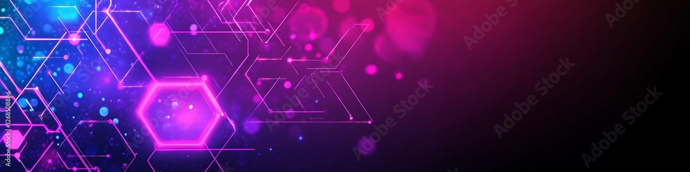 Poster abstract neon hexagon network design background