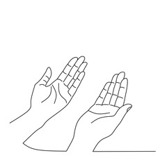 Hand praying line drawing vector,hand praying outline design vector on white background,hand praying lineart vector illustration 