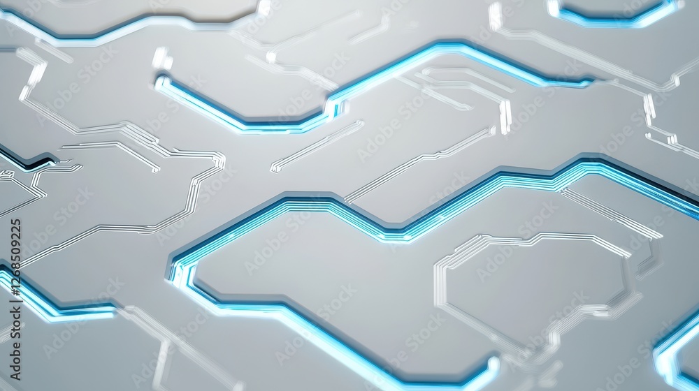 Poster abstract patterns of semiconductor wafer concept, abstract silicon wafer with etched circuitry desig