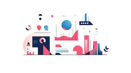 Obraz premium Abstract Data Visualization Business Analytics Charts Graphs