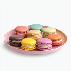 Obraz premium Colorful Assorted Macarons on a Plate Displayed in a Bright and Cheerful Arrangement