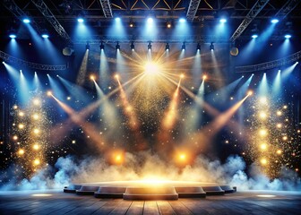 Dramatic Concert Stage: Smoke, Spotlights, and Glitter Dust