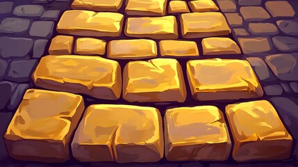 Golden Stone Path Gleaming Warm Light. AI Generated