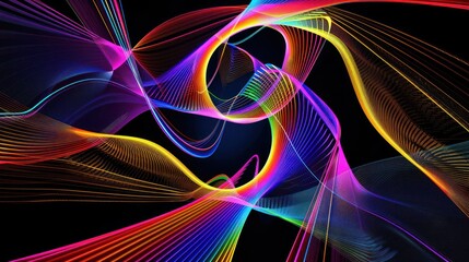 Abstract Colorful Lines on a Black Background