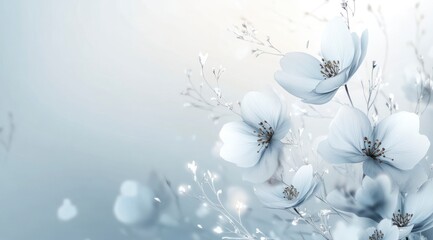 Elegant white and light blue background with subtle floral elements, perfect for creating an atmosphere of tranquility or romance.