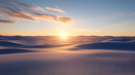 Sunset over a Vast Desert Landscape