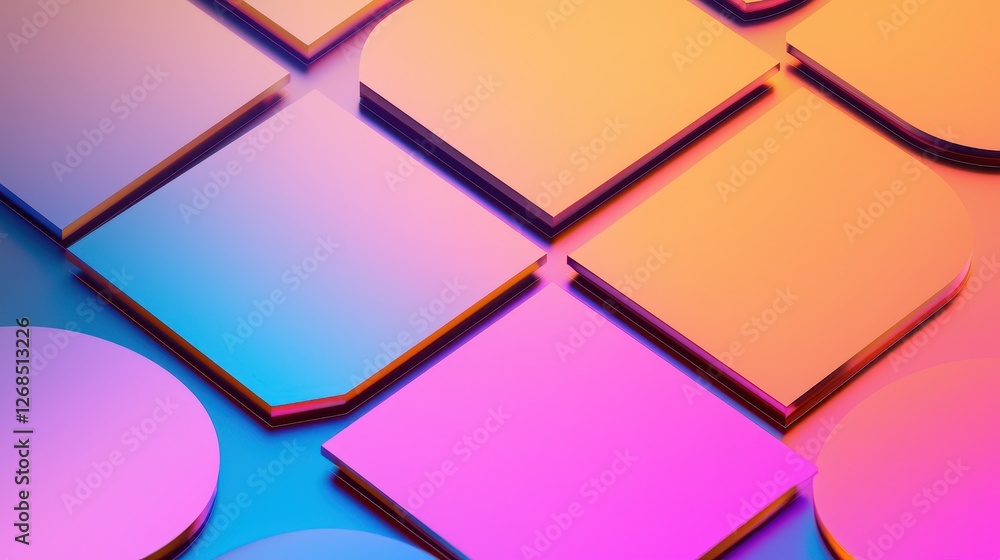 Poster abstract patterns of semiconductor wafer concept, vibrant abstract patterns of squares and circles e