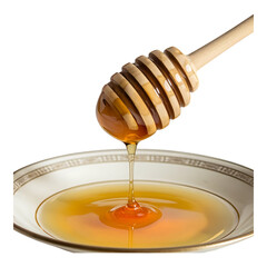 Bowl of Golden Honey with a Honey Dipper