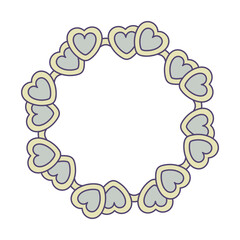 vector illustration of a round frame of pastel color hearts