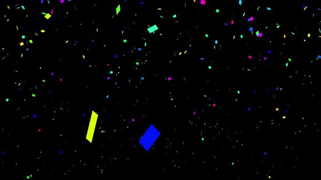 Colorful confetti pop with dynamic explosion and falling particles on a transparent background