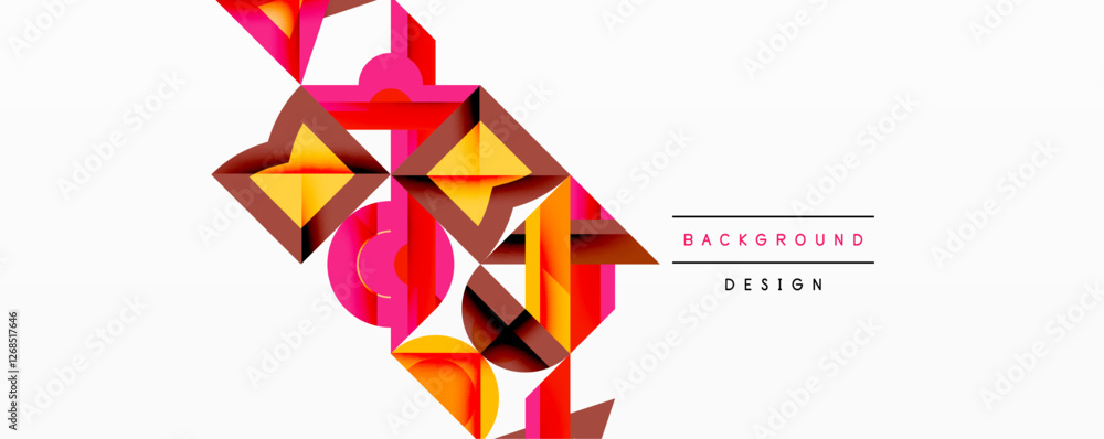 Poster minimal geometric abstract background. circle square and triangle design