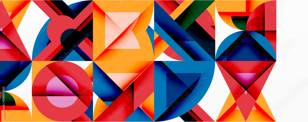 Aufkleber Minimal geometric abstract background. Circle square and triangle design
