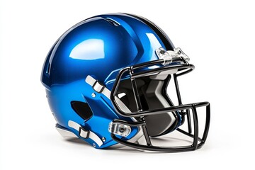 Fototapeta premium Blue football helmet, studio shot, white background, sports equipment