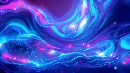Abstract swirling blue and pink patterns with luminous highlights, creating a vibrant digital art scene - Powered by Adobe