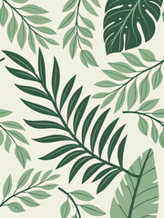 Vector leaf pattern with seamless floral design, green foliage and nature inspired texture