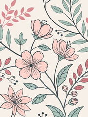 Floral Flourish: Delicate floral pattern with graceful lines, pastel hues, and a soft, inviting presence.