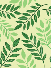 Fototapeta premium Botanical Bliss: A stylized, close-up pattern showcasing delicate green leaves, evoking a sense of calm and natural elegance, perfect for adding a touch of organic charm.