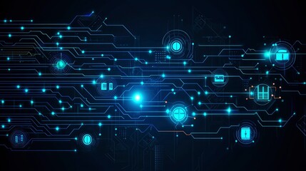 Abstract Digital Network Connection, Futuristic Technology Background