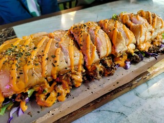 A satisfying spread of comfort food, perfect for a meal out.