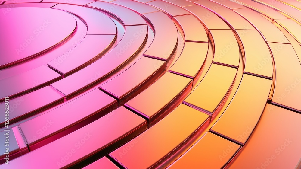 Poster abstract patterns of semiconductor wafer concept, circular patterns on a reflective wafer surface wi