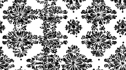 Fototapeta premium Vintage Floral Pattern concept. Beautiful seamless pattern with blossom plants, roses, peonies and branches. Design element for wallpaper, textiles and clothing. Cartoon linear vector illustration.