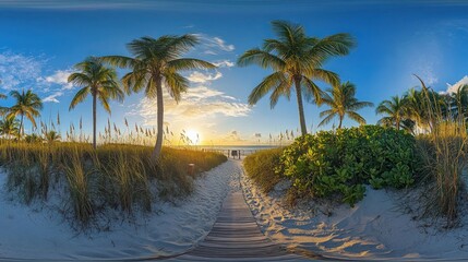 Obraz premium Sunset on the Beach Pathway