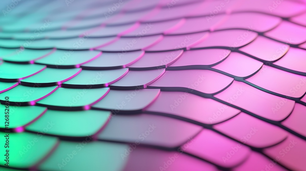 Poster abstract patterns of semiconductor wafer concept, close-up of glowing circular designs on a grid wit