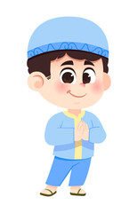Muslim kid greeting eid mubarak 