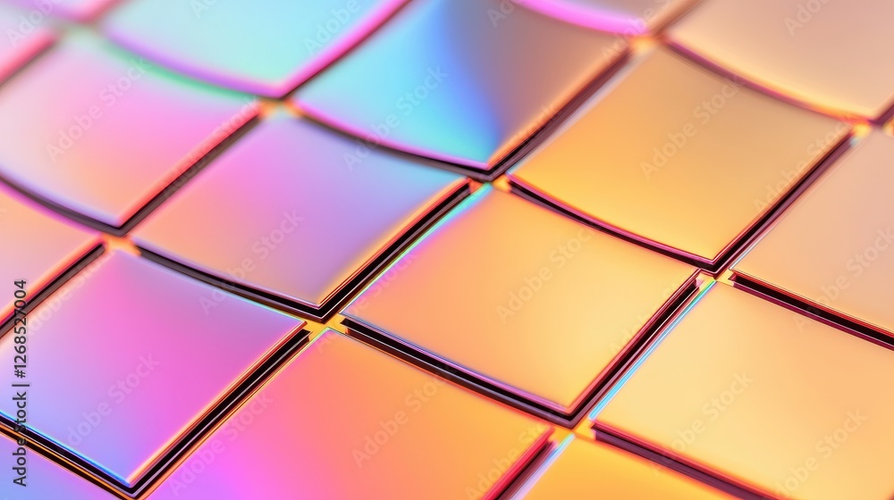 Poster abstract patterns of semiconductor wafer concept, close-up of repeating square patterns on a wafer w