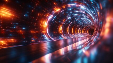 Obraz premium Vibrant Tunnel of Light in a Black Hole Vortex Creating a Magical Atmosphere