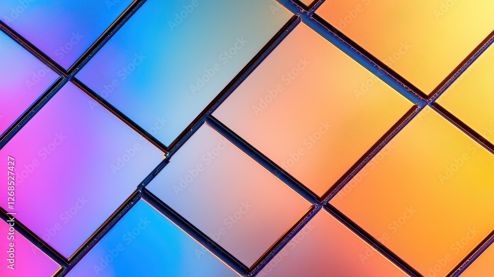Poster abstract patterns of semiconductor wafer concept, close-up of repeating square patterns on a wafer w