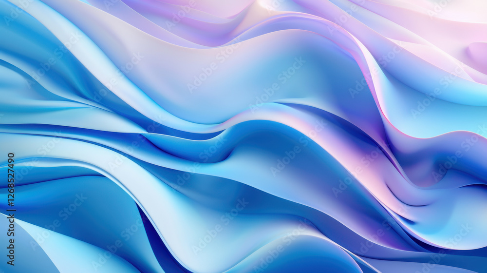 Aufkleber soft flowing waves of blue and purple create serene abstract background. smooth gradients evoke sens