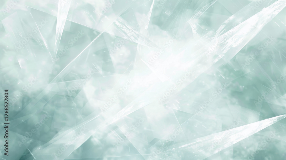 Poster translucent icy background with abstract geometric shapes and soft light. this serene and cool desig