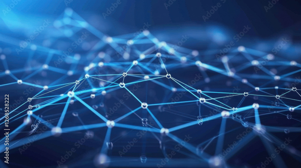 Poster digital network connections with glowing blue lines and nodes create futuristic atmosphere. this abs