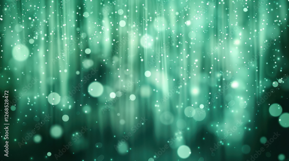 Poster mesmerizing abstract background featuring soft green hues and glowing bokeh effects, creating dreamy