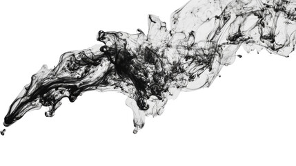 Black ink flowing underwater with transparent background