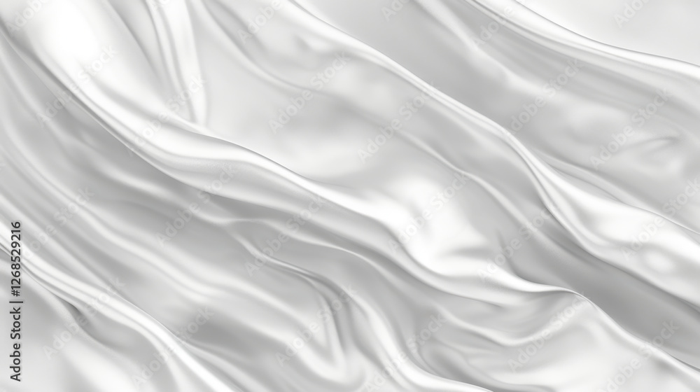 Aufkleber sleek white satin fabric with elegant waves and folds, creating luxurious texture. smooth surface re