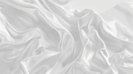 Fototapeta premium Soft white silk fabric draped elegantly, showcasing smooth texture and gentle folds. light reflects subtly, creating serene and luxurious atmosphere