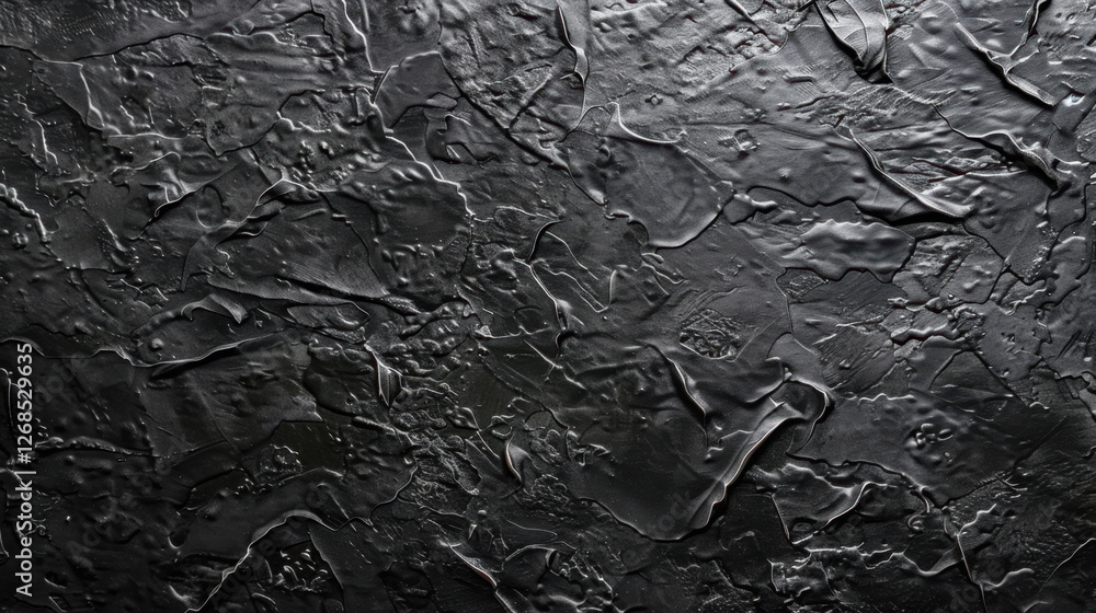 Poster textured black surface with abstract patterns and layers, creating modern and artistic feel. ideal f