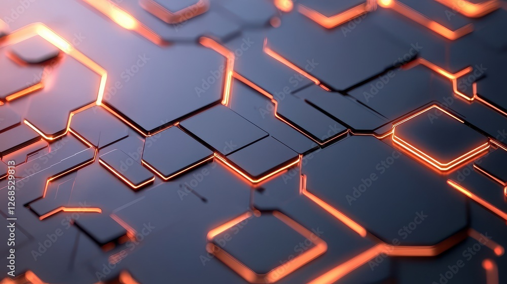 Poster abstract patterns of semiconductor wafer concept, glowing geometric patterns on a silicon wafer with